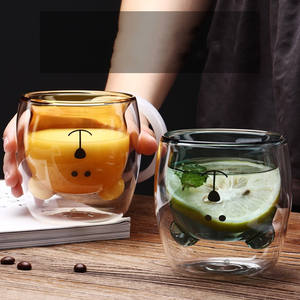 Taza <span class=keywords><strong>de</strong></span> vidrio <span class=keywords><strong>de</strong></span> borosilicato, vaso <span class=keywords><strong>de</strong></span> vidrio <span class=keywords><strong>de</strong></span> doble pared con forma <span class=keywords><strong>de</strong></span> <span class=keywords><strong>oso</strong></span> para <span class=keywords><strong>café</strong></span>, leche, 250ml, venta al por mayor - Product Image 3