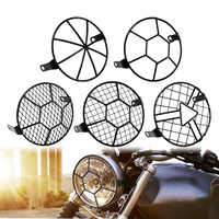 Phare latéral universel de 6,3 pouces avec grille ronde noire vintage LED pour Harley Cafe Racer Touring Sportster Motor