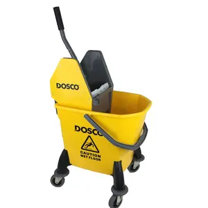 Mop bucket with rod long handle side press wringer, Squeezing bucket floor cleaning system with slip wheels