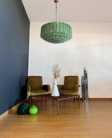Suspension Vintage Italienne ModernGrand Lustre Vert en Verre de Murano