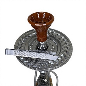 Cachimba Khalil Maamoon Auténtica Hecha a Mano - Núcleo de Latón Sólido Lotus Sadaf 1 Nivel 33 Pulgadas (83.82 cm) Juego Completo (Negro y Azul Mos) - Product Image 6