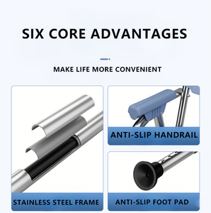 Stainless Steel <strong>Folding</strong> <strong>Commode</strong> Chair 330LBS 5-Level Height Adjustable Dual-Layer Blow-Molded Seat Removable <strong>Commode</strong> for Elderly - Product Image 4