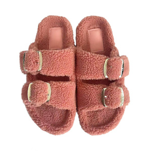 2023 pantoufle diapositives concepteur femmes dames moelleux fausse fourrure pantoufle fourrure de <span class=keywords><strong>mouton</strong></span> mode pour les femmes plat en peluche caoutchouc <span class=keywords><strong>laine</strong></span> pantoufles - Product Image 3