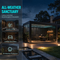 Gazebos en alliage d'aluminium de haute qualité sur mesure, système de contrôle durable pour hôtels, complexes hôteliers et balcons, espace de loisirs extérieur