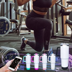 Custom LogoBulk Wireless Smart Display Player 40Oz Speaker <b>Music</b> Tumbler With Handle for Sublimation - Product Image 4