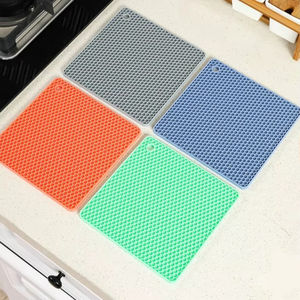 Tapis de cuisson en silicone multifonctionnel carré de qualité alimentaire, résistant à la chaleur, pour micro-ondes, support de pot, motif nid d'abeille - Grande Vente - Product Image 3