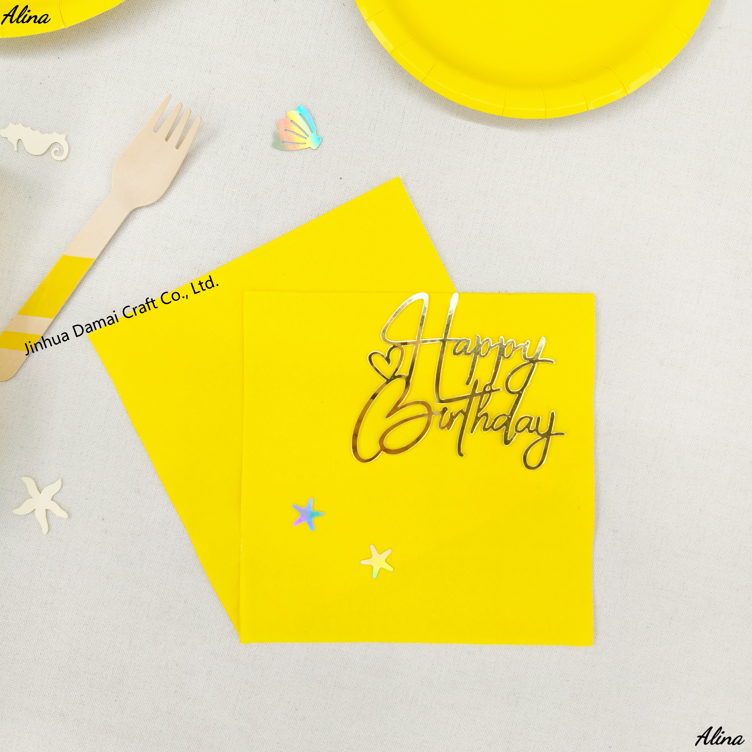 ผ้าเช็ดปากสีเหลือง 33ซม.*20ชิ้น