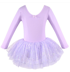 Vestito da ballo tutù rosa a maniche lunghe per bambine, body da <span class=keywords><strong>ballerina</strong></span> con gonna - Product Image 5