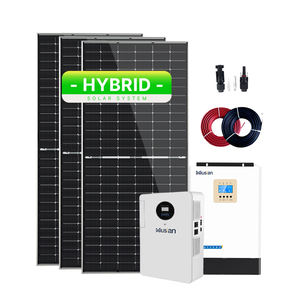 Panel tenaga surya hibrida, Set panel surya sistem kekuatan tenaga surya dengan baterai dan Inverter 5kW 10KW 15kW 20kW 25kW 30kW untuk rumah dengan baterai - Product Image 1
