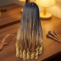 Tresses françaises 22 pouces, boucles françaises, tresses au crochet, extensions de cheveux synthétiques pré-étirées, mèches, tresses