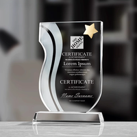 Gravure de logo personnalisé en forme de S Impression UV Crystal Award Plaque en verre cristal