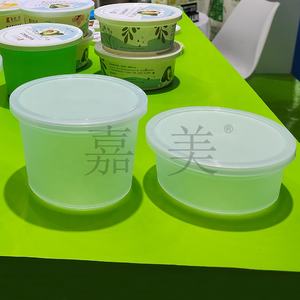 500g 20oz Pots en plastique ronds transparents de qualité alimentaire pour salades avec couvercle, plateau à fruits, plat frais, bol, récipient pour fruits coupés - Product Image 3
