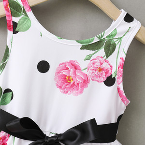 Vestido Blanco sin Mangas con Estampado Floral para Niñas Pequeñas al por Mayor - Product Image 2