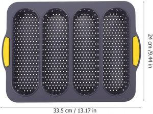Silicone Baguette Pan, Nonstick French Bread Mold Perforated Pan 4 Wave Loaves, Baking Liners Mat Oven <b>Toaster</b> Loaf BakingTray - Product Image 2