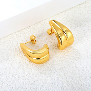 Pendientes geométricos de aleación de zinc con poste de acero inoxidable para mujer, joyería de moda. - Product Image 3