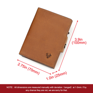 RFID porta carte di credito con fermasoldi per gli uomini pazzo cavallo portafoglio in pelle per gli uomini in alluminio Pop Up metallo porta carte - Product Image 5