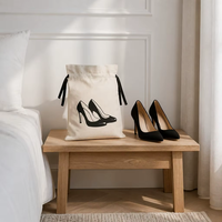 Sac de courses réutilisable en lin de haute qualité avec cordon de serrage, personnalisable avec logo imprimé, pochette de rangement en coton pour vêtements et chaussures, sac anti-poussière en coton