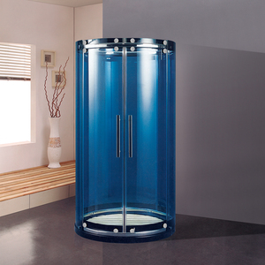 KMRY Cabine de douche coulissante en verre autonettoyante en acier inoxydable Cabine de douche ronde sans cadre Boîte de douche style sérigraphie - Product Image 1