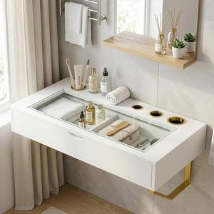 <span class=keywords><strong>Mesa</strong></span> <span class=keywords><strong>de</strong></span> <span class=keywords><strong>Maquillaje</strong></span> <span class=keywords><strong>Flotante</strong></span> Moderna, Ajustable, Montada en la Pared, para Dormitorio - Product Image 1