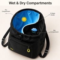 Grand sac à dos de natation en maille polyester léger pour usage quotidien, sac de sport et de gym respirant, séchage rapide, résistant à l'eau, 20L, unisexe