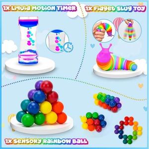 TOYSRUNNER School Classroom Bulk Plastic Fidget Toys Set-15-Piece Sensory Kit Squishy <b>Marble</b> <b>Mesh</b> Magnetic Rings Behavior - Product Image 3