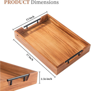Bandeja de madera para delicatessen con asa, acabado pulido, para servir alimentos en el hogar, bares, fiestas y comidas - Product Image 5