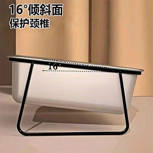 Gamelle en acier inoxydable pour animaux de compagnie avec support incliné à 16 degrés pour chats et chiens, design moderne, antidérapante, anti-mastication, détachable - Product Image 1