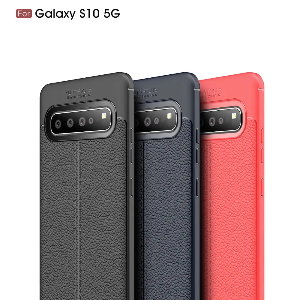 Eenvoudige Telefoon Geval Voor Samsung Galaxy S10 5G Case Capa Litchi Patroon Silicone Tpu Back Cover Soft Phone Case voor Samsung S10 5G