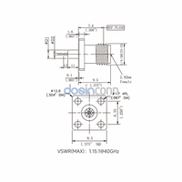 Conector Coaxial de Alta Frecuencia de 2.92 mm, Conector de Panel de 40G con Brida de Cuatro Orificios para Montaje Pasante