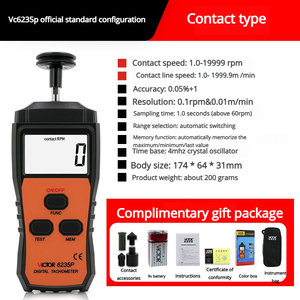 Velocímetro VICTOR VC6234P - <span class=keywords><strong>Instrumento</strong></span> de Medición de Velocidad Digital Fotoeléctrico de Alta Precisión - Product Image 2