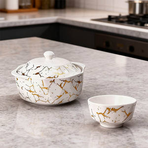 <span class=keywords><strong>Ensemble</strong></span> de marmites à soupe en céramique de luxe moderne, <span class=keywords><strong>soupière</strong></span> en porcelaine de restaurant avec couvercle et support - Product Image 3