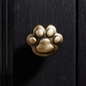 Poignées créatives en laiton à motif griffe de chat, à trou unique, montées en surface, style vintage, pour portes d'armoires, tiroirs, placards, et boutons de tirage pour chambres d'enfants - Product Image 5
