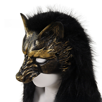 Masque de loup viking en fausse fourrure, coiffe de loup-garou barbare, masques de fête pour Halloween, cosplay, mascarade, masque effrayant de carnaval