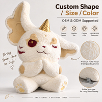 Statue de Mascotte Géante en Fibre de Verre, Personnage de Dessin Animé en Peluche Blanche, Personnage de Dessin Animé Personnalisé avec Corne Dorée pour Décoration de Centre Commercial