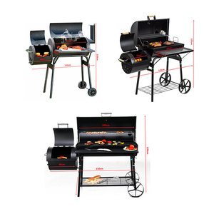 Outdoor Garden Large Iron <strong>Charcoal</strong> <strong>Grill</strong> Combo Smokeless Barbecue With Chrome Plated Finish And Trolley For Commercial Use - Product Image 2