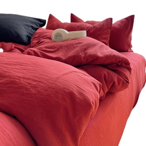 Juego <span class=keywords><strong>de</strong></span> Ropa <span class=keywords><strong>de</strong></span> <span class=keywords><strong>Cama</strong></span> <span class=keywords><strong>de</strong></span> Cuatro Piezas <span class=keywords><strong>de</strong></span> Algodón Lavado 100% <span class=keywords><strong>de</strong></span> Color Liso, Venta al por Mayor <span class=keywords><strong>de</strong></span> Fábrica - Product Image 1