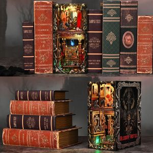 Nouveau modèle de <span class=keywords><strong>maison</strong></span> en bois fait main DIY, <span class=keywords><strong>maison</strong></span> hantée, support de livre, écran de projection créatif, bloc de construction 3D - Product Image 3