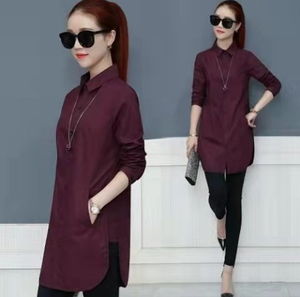 Grosir Pabrik kaus kasual wanita atasan blus lengan panjang wanita baru - Product Image 4