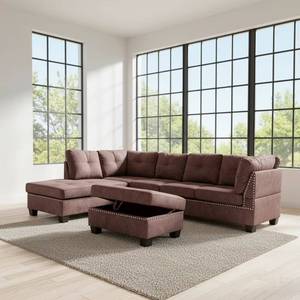 Frank Minimalist Style L-Shaped <b>Sofa</b> <b>Bed</b> with Wooden Frame Furniture, Suitable for Family Gatherings - Product Image 2