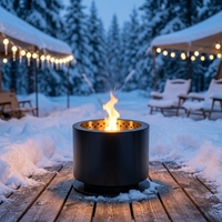 Brasero portable en acier inoxydable 304 à double paroi pour bois, avec large rebord, pour camping et fêtes