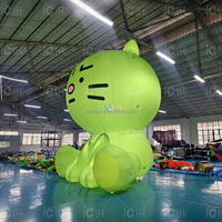 Mascotte de chat gonflable géant personnalisé en nylon vert pour la promotion en centre commercial en extérieur