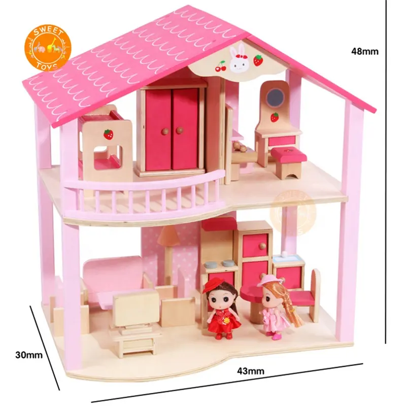 wooden DIY children's doll house 2 Story Baby Pretend Role Play Big Wooden Kids Doll House baby doll house toys For kids