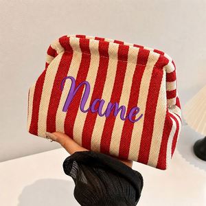 Custom Embroidered Name Cosmetic Pouch Personalized Striped Makeup <b>Bag</b> <b>Bridesmaid</b> <b>Gift</b>, Travel Toiletry <b>Bag</b>, <b>Gift</b> for Her - Product Image 6