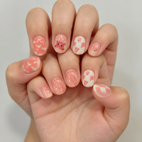 Ongles press-on personnalisés pour enfants, style dessin animé, réutilisables, courts, en ABS, vente en gros, usage professionnel en salon, option personnalisée, 24 pièces