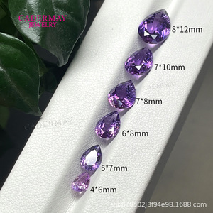 Cadermay Pear Cut Violet Cultured Sapphire Loose Stone For Jewelry Making - Product Image 4