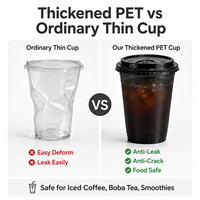 Gobelets en plastique PET personnalisés 12oz 16oz 20oz 24oz, gobelets jetables avec couvercles pour boissons froides à emporter