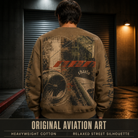 Sweat-shirt à col rond épais coupe décontractée avec motif aviation vintage, manches longues, style streetwear, vente en gros, personnalisation OEM, en vrac