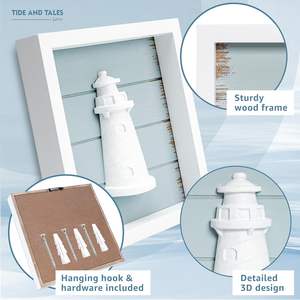 Pared 3D Tema costero Decoraciones para <span class=keywords><strong>el</strong></span> hogar <span class=keywords><strong>Faro</strong></span> y rueda de barco Baño rústico inspirado en <span class=keywords><strong>el</strong></span> océano - Product Image 2