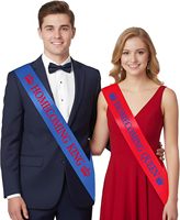 Écharpes de roi et de reine rouge et bleue pour le bal de fin d'année, accessoires pour le bal de promo des lycées et universités
