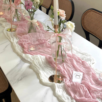 Nappe en soie plissée style nordique Bali pour décoration de mariage, tissu plissé rose pour décoration de salon